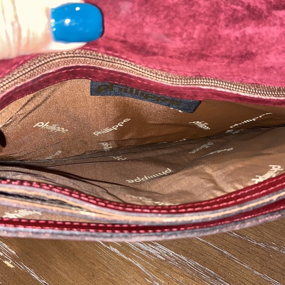 Philippe Oversized wristlet. Chocolate color with red under tone. - Picture 8 of 13